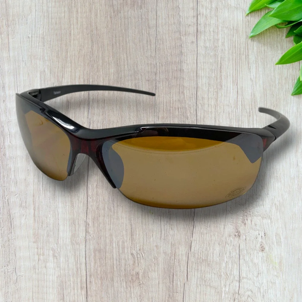 Dickies Wrap Safety Sunglasses Rev 52102 Amber Lens Y2K Workwear Sport Shield